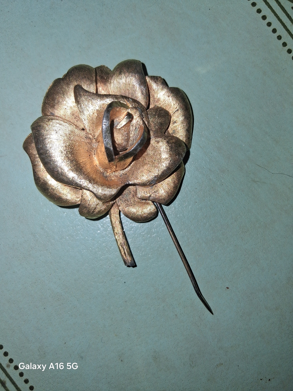 Gold Rose Wall Accent - Decorative Metal Flower
